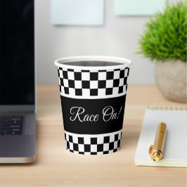 Stijlvolle zwarte en witte chequker papieren bekers