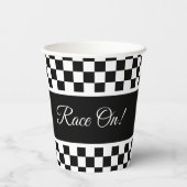 Stijlvolle zwarte en witte chequker papieren bekers (Achterkant)
