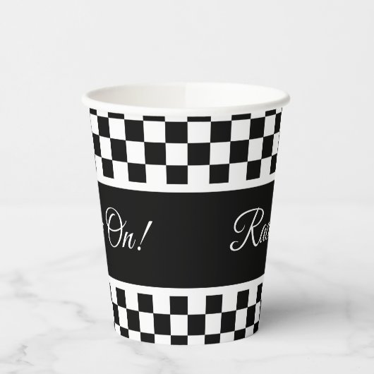Stijlvolle zwarte en witte chequker papieren bekers (Links)