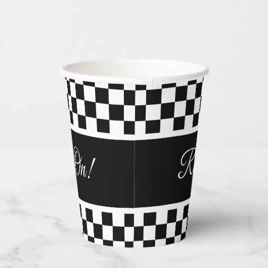 Stijlvolle zwarte en witte chequker papieren bekers (Rechts)