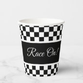 Stijlvolle zwarte en witte chequker papieren bekers (Voorkant)