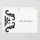 Stijlvolle zwarte en witte damast aangepaste uitno kaart (Voorkant / Achterkant)