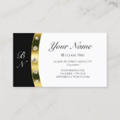 Stijlvolle zwarte en witte gouden rand met monogra visitekaartje (Achterkant)