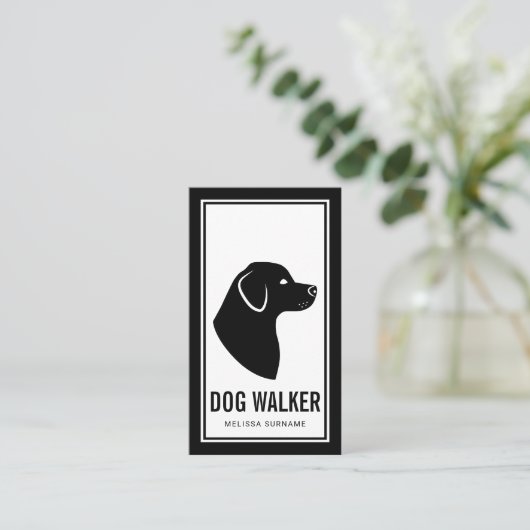 Stijlvolle zwarte en witte hond Silhouette Dog Wal Visitekaartje (Staand voorkant)