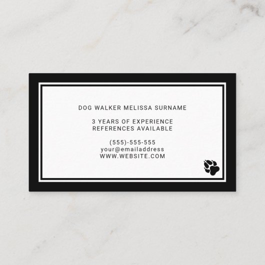 Stijlvolle zwarte en witte hond Silhouette Dog Wal Visitekaartje (Achterkant)