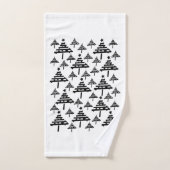 Stijlvolle zwarte en witte kerstboom bad handdoek (Handdoek)