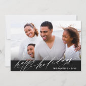 Stijlvolle zwarte en witte kerstfoto feestdagenkaart (Voorkant)