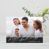 Stijlvolle zwarte en witte kerstfoto feestdagenkaart (Staand voorkant)