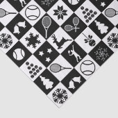 Stijlvolle zwarte en witte kersttennis tissuepapier (Detail)