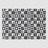 Stijlvolle zwarte en witte kersttennis tissuepapier (Voorkant)