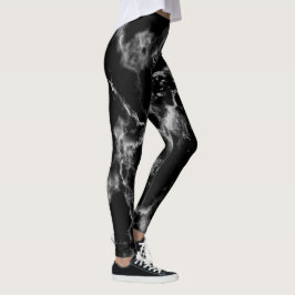 Stijlvolle zwarte en witte marmer-patroongrilly leggings