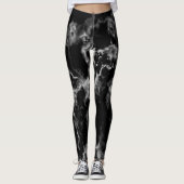Stijlvolle zwarte en witte marmer-patroongrilly leggings (Voorkant)