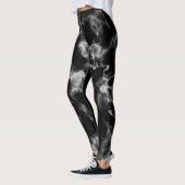 Stijlvolle zwarte en witte marmer-patroongrilly leggings (Links)