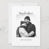 Stijlvolle zwarte en witte, minimalistische kerstf feestdagenkaart (Voorkant)
