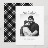 Stijlvolle zwarte en witte, minimalistische kerstf feestdagenkaart (Voorkant / Achterkant)