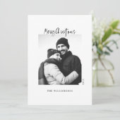 Stijlvolle zwarte en witte, minimalistische kerstf feestdagenkaart (Staand voorkant)