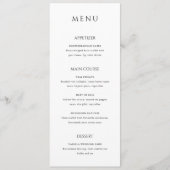 Stijlvolle Zwarte en Witte Moderne Bruiloft Menu (Voorkant)