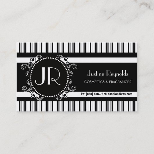 Stijlvolle zwarte en witte moderne strepen visitekaartje (Voorkant)