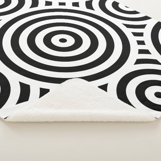 Stijlvolle zwarte en witte nestcirkels sherpa deken (3/4)