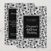 Stijlvolle zwarte en witte paisleystijl Birthday Kaart (Voorkant / Achterkant)