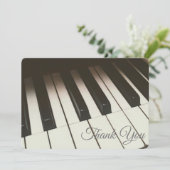 Stijlvolle zwarte en witte pianoketoestel foto bedankkaart (Staand voorkant)