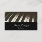 Stijlvolle zwarte en witte pianoketoestel foto visitekaartje (Voorkant)