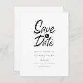 Stijlvolle zwarte en witte save the date aankondigingskaart (Voorkant / Achterkant)
