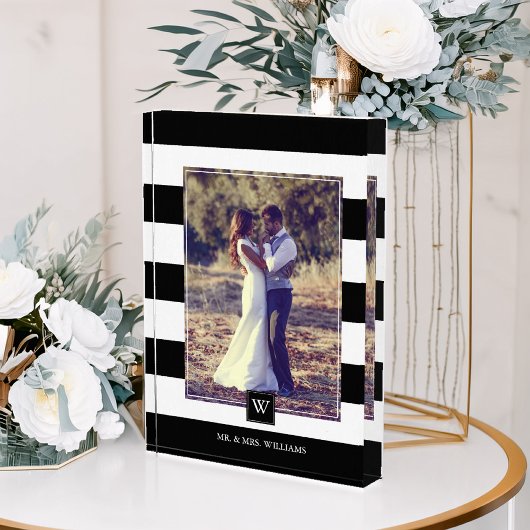 Stijlvolle zwarte en witte strepen fotoblokken