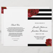 Stijlvolle zwarte en witte strepes bruiloft-progra (Voorkant / Achterkant)