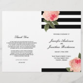 Stijlvolle zwarte en witte strepes bruiloft-progra (Voorkant)