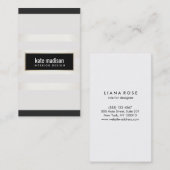 Stijlvolle zwarte en witte stripes visitekaartje (Voorkant / Achterkant)