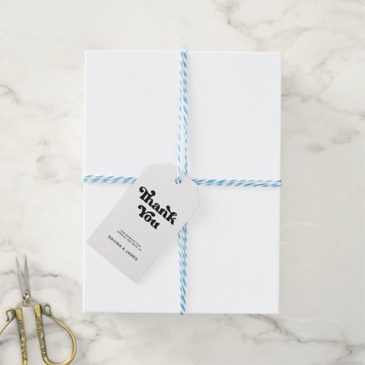 Stijlvolle, zwarte en witte tas voor bruiloft cadeaulabel (Met Touw)