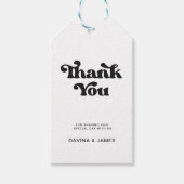 Stijlvolle, zwarte en witte tas voor bruiloft cadeaulabel (Voorkant)