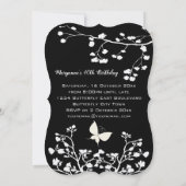 Stijlvolle zwarte en witte vlinderdag kaart (Achterkant)