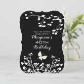 Stijlvolle zwarte en witte vlinderdag kaart (Staand voorkant)