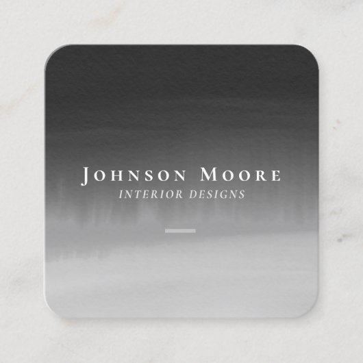 Stijlvolle zwarte en witte waterverf abstract vierkante visitekaartje (Voorkant)