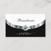 Stijlvolle, zwarte en witte, zilveren rand en mono visitekaartje (Voorkant)