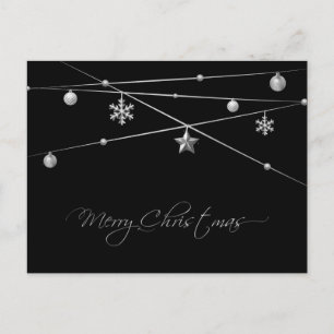 Stijlvolle zwarte en zilveren kerstkalligrafie feestdagenkaart