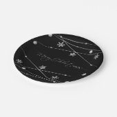 Stijlvolle zwarte en zilveren kerstkalligrafie papieren bordje (Gekanteld)