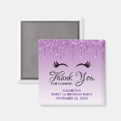 Stijlvolle zwarte Eyelashes en Paarse glitter Birt Magneet (Voorkant / Achterkant)