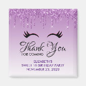 Stijlvolle zwarte Eyelashes en Paarse glitter Birt Magneet (Voorkant)