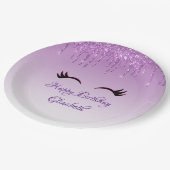 Stijlvolle zwarte Eyelashes en Paarse glitter Birt Papieren Bordje (Gekanteld)