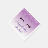 Stijlvolle zwarte Eyelashes en Paarse glitter Birt Servet (Hoek)
