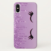 Stijlvolle zwarte Eyelashes en Paarse glitter Case-Mate iPhone Case (Achterkant)
