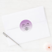Stijlvolle zwarte Eyelashes en Paarse Glitter Kitc Ronde Sticker (Envelop)