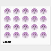 Stijlvolle zwarte Eyelashes en Paarse Glitter Kitc Ronde Sticker (Vel)