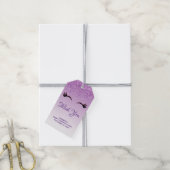 Stijlvolle zwarte Eyelashes & Paarse Glitter Harte Cadeaulabel (Met Touw)