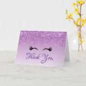 Stijlvolle zwarte Eyelashes & Paarse Glitter Harte Kaart (Gele Bloem)