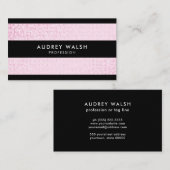 Stijlvolle zwarte Faux roze Sequin Stripes Visitekaartje (Voorkant / Achterkant)