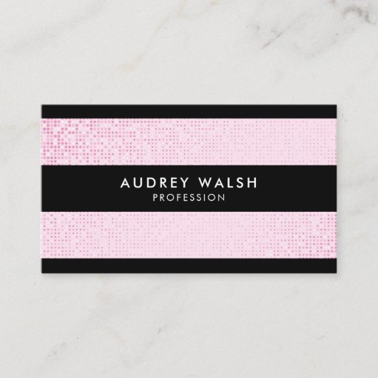 Stijlvolle zwarte Faux roze Sequin Stripes Visitekaartje (Voorkant)
